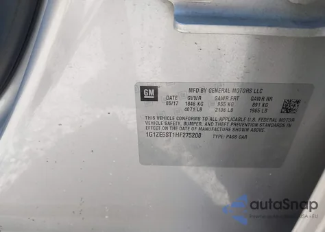 2017 Chevrolet Malibu 1Lt из США, поврежденный, VIN 1G1ZE5ST1HF275200